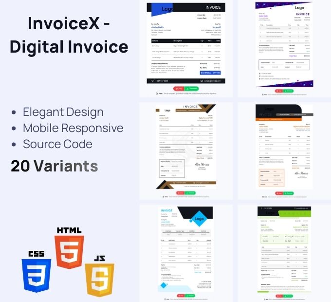 InvoiceX – Digital Invoice HTML Pack
