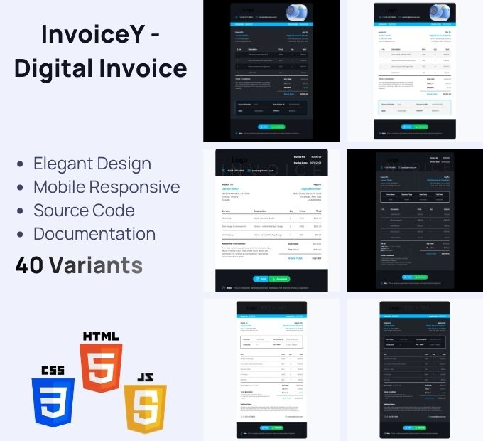 InvoiceY – Digital Invoice HTML Pack