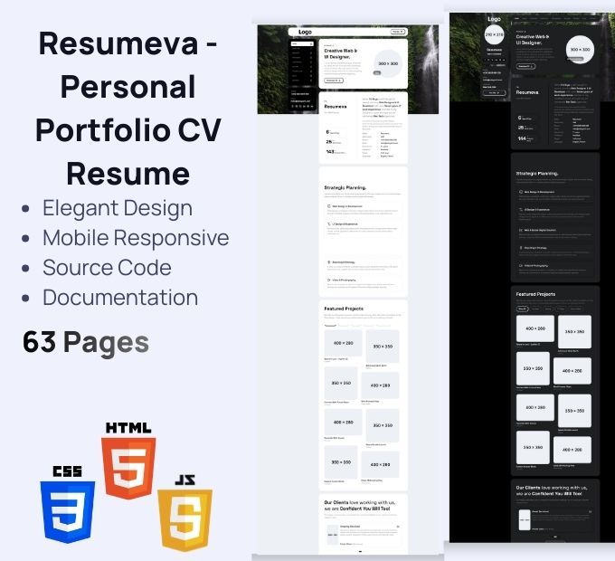 Resumeva – Personal Portfolio, CV & Resume HTML Pack